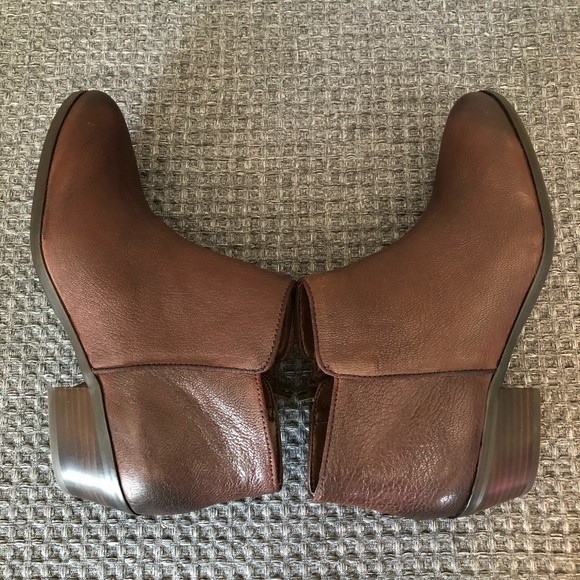 Sam Edelman Brown Black Textured Leather Petty Ankle Boot Womens 8M GUC - Picture 6 of 9